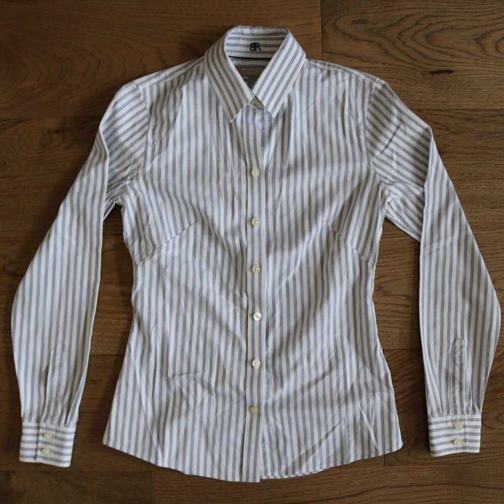 Blue Striped Long Sleeve Blouse
